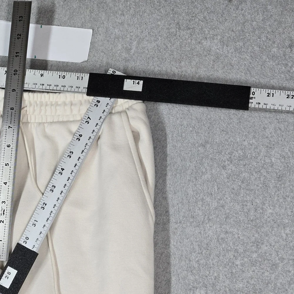 Adidas Men Activewear Pants M Cream Sweatpants Trefoil Logo Stripe READ